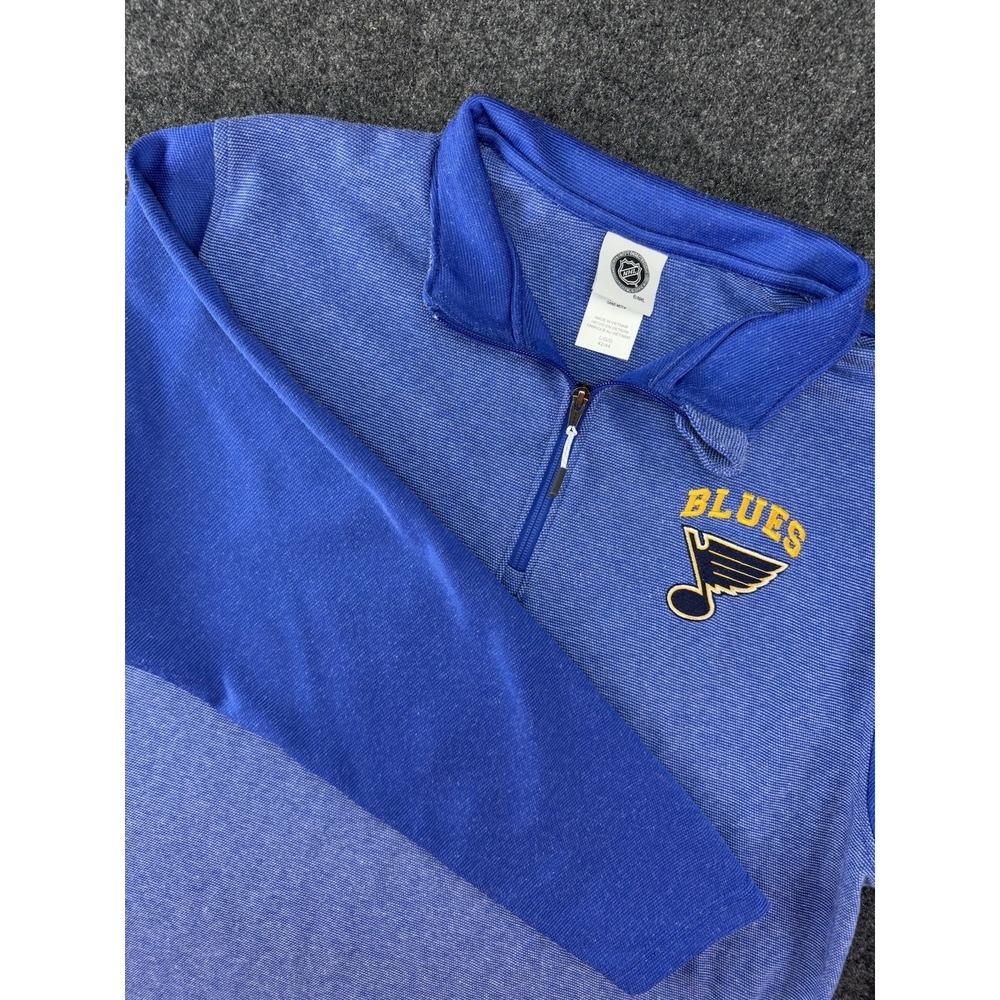 St. Louis Blues‎ NHL Quarter Zip Pullover Large Blue Embroidered Logo L Hockey